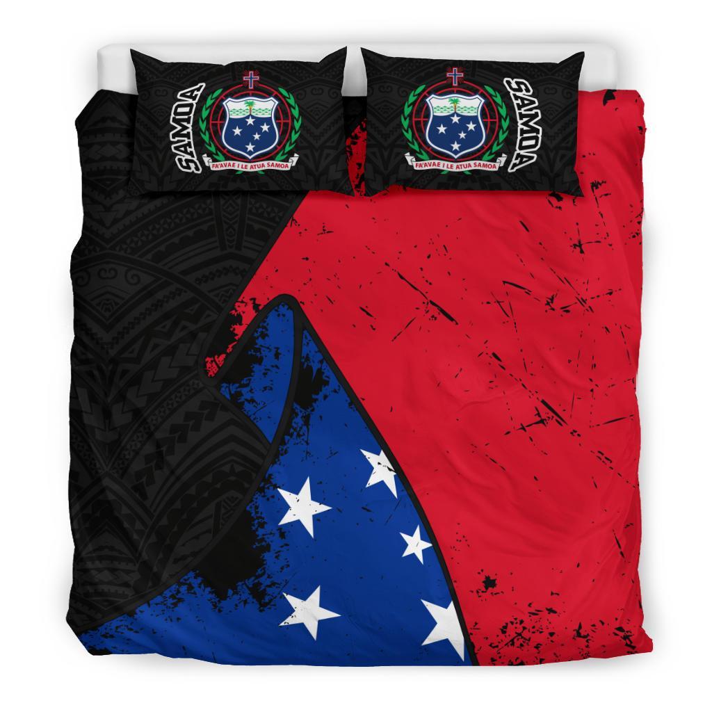 Samoa Duvet Cover Set - Special Grunge Samoa Flag Special Grunge Flag Black - Polynesian Pride