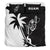 Guam Duvet Cover Set - Guam Coat Of Arms & Coconut Tree Black White Black - Polynesian Pride