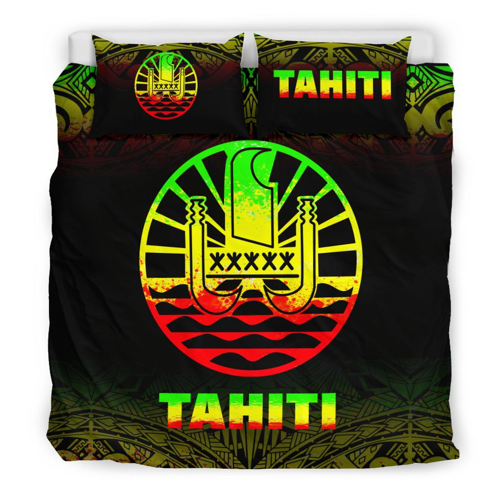 Tahiti Duvet Cover Set - Reggae Fog Style Art - Polynesian Pride