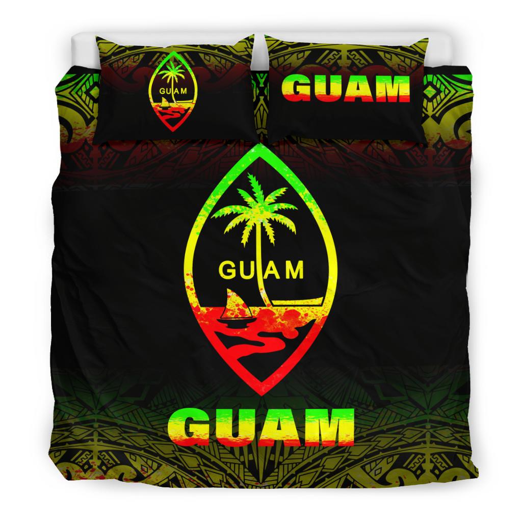 Guam Duvet Cover Set - Reggae Fog Style Art - Polynesian Pride