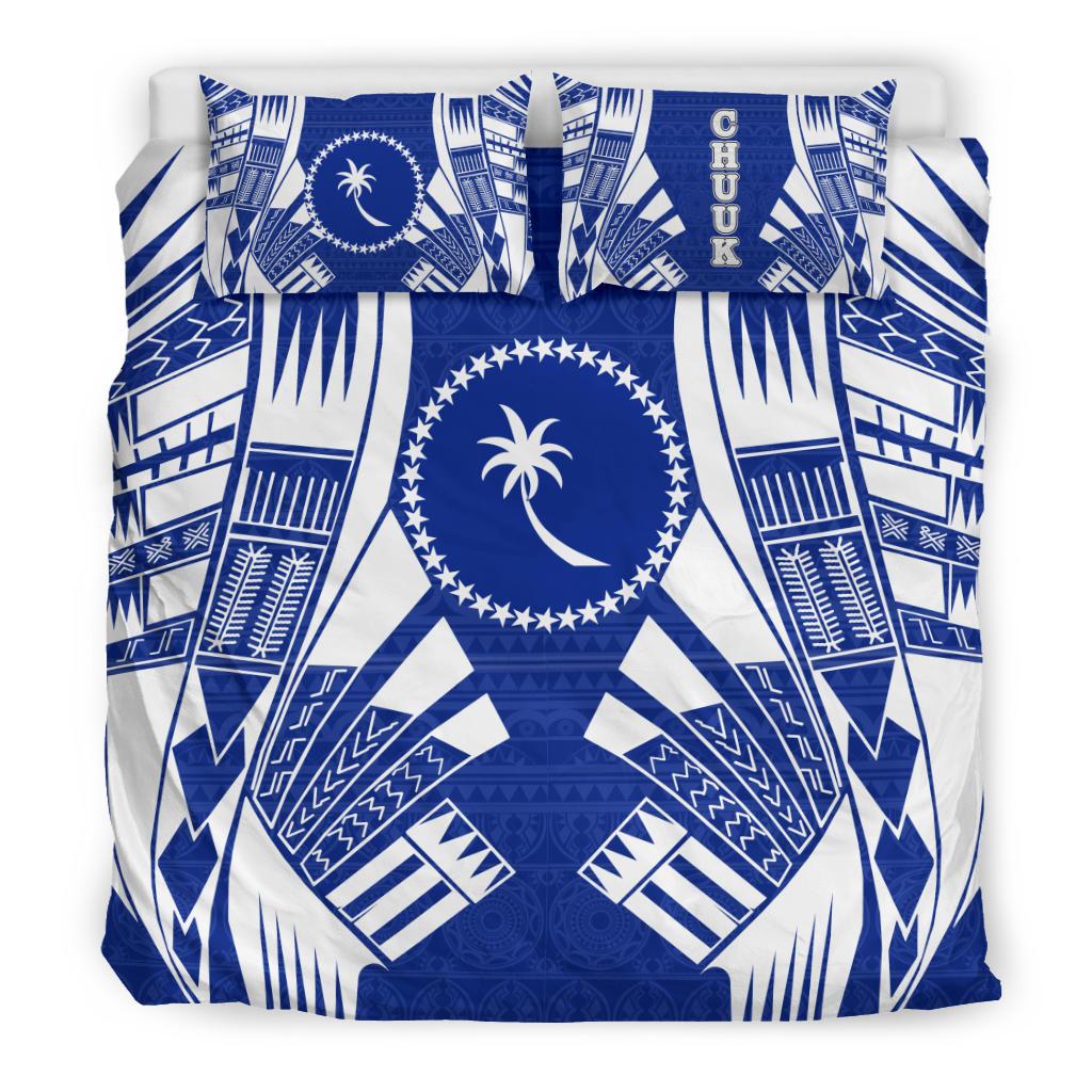 Chuuk States Duvet Cover Set - Blue White Tattoo Style - Polynesian Pride