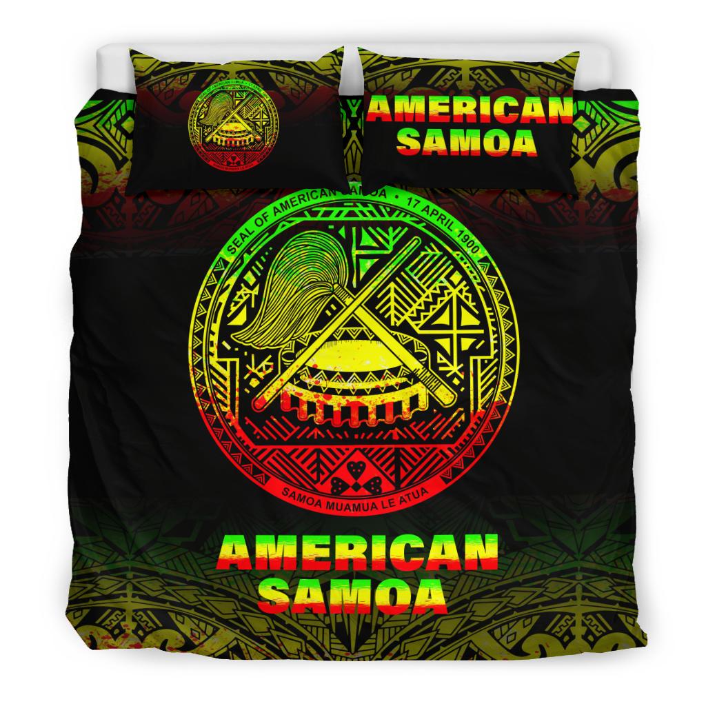 American Samoa Duvet Cover Set - Reggae Fog Style Art - Polynesian Pride