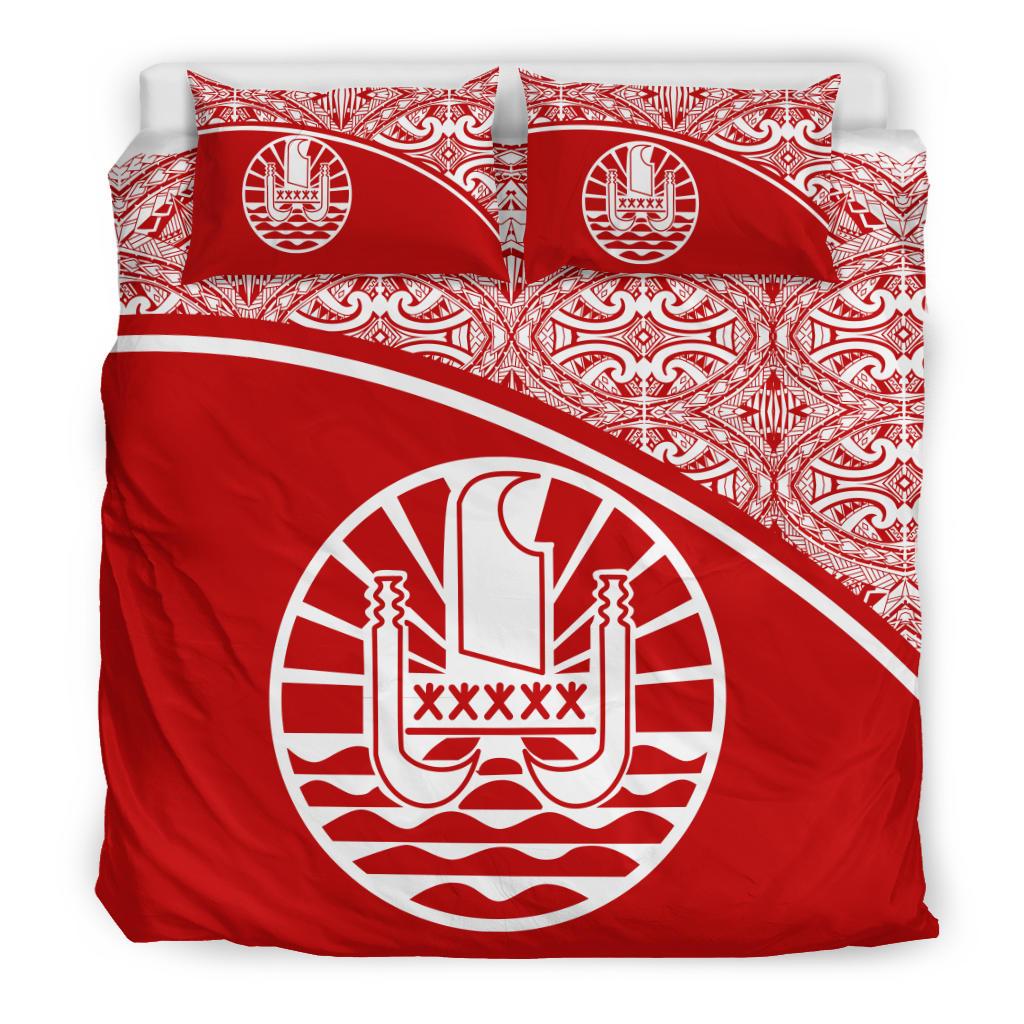 Tahiti Duvet Cover Set - Red Curve Style Red - Polynesian Pride