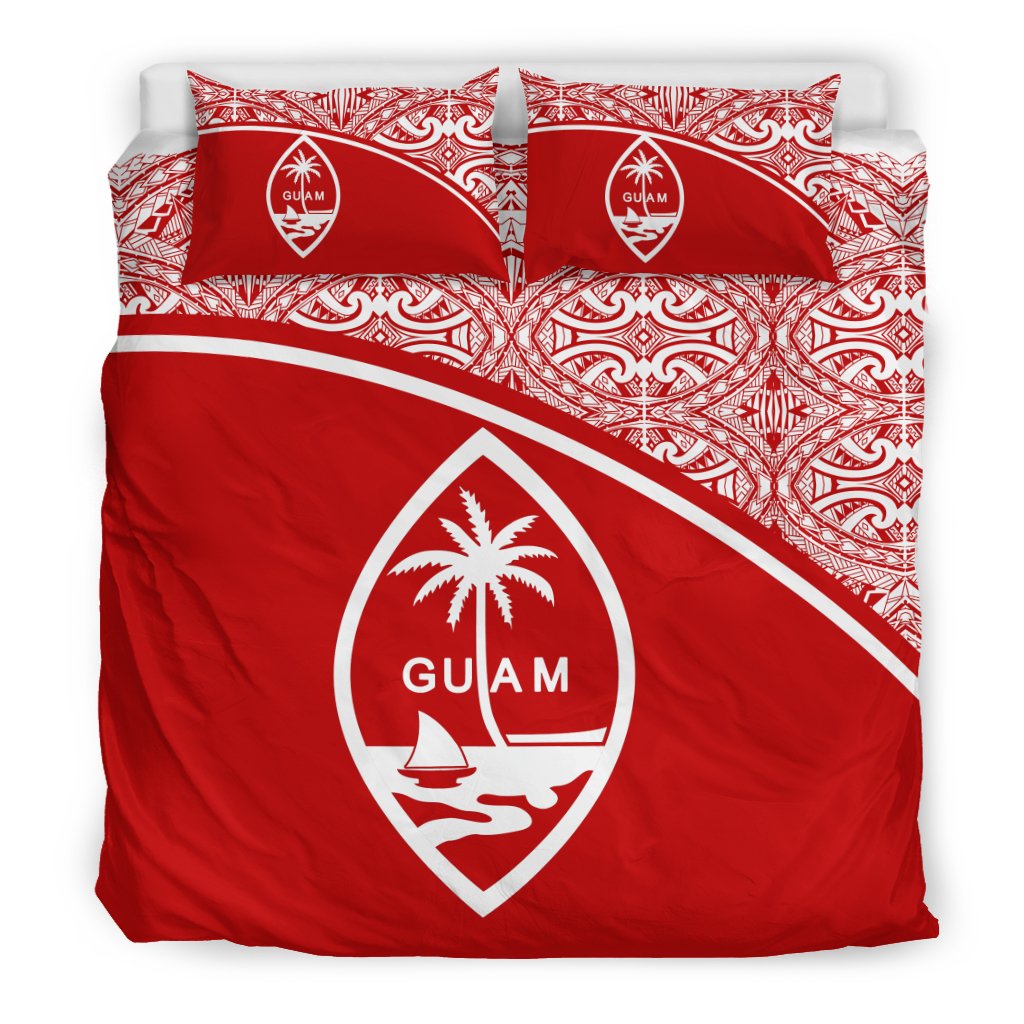 Guam Duvet Cover Set - Red Curve Style Red - Polynesian Pride