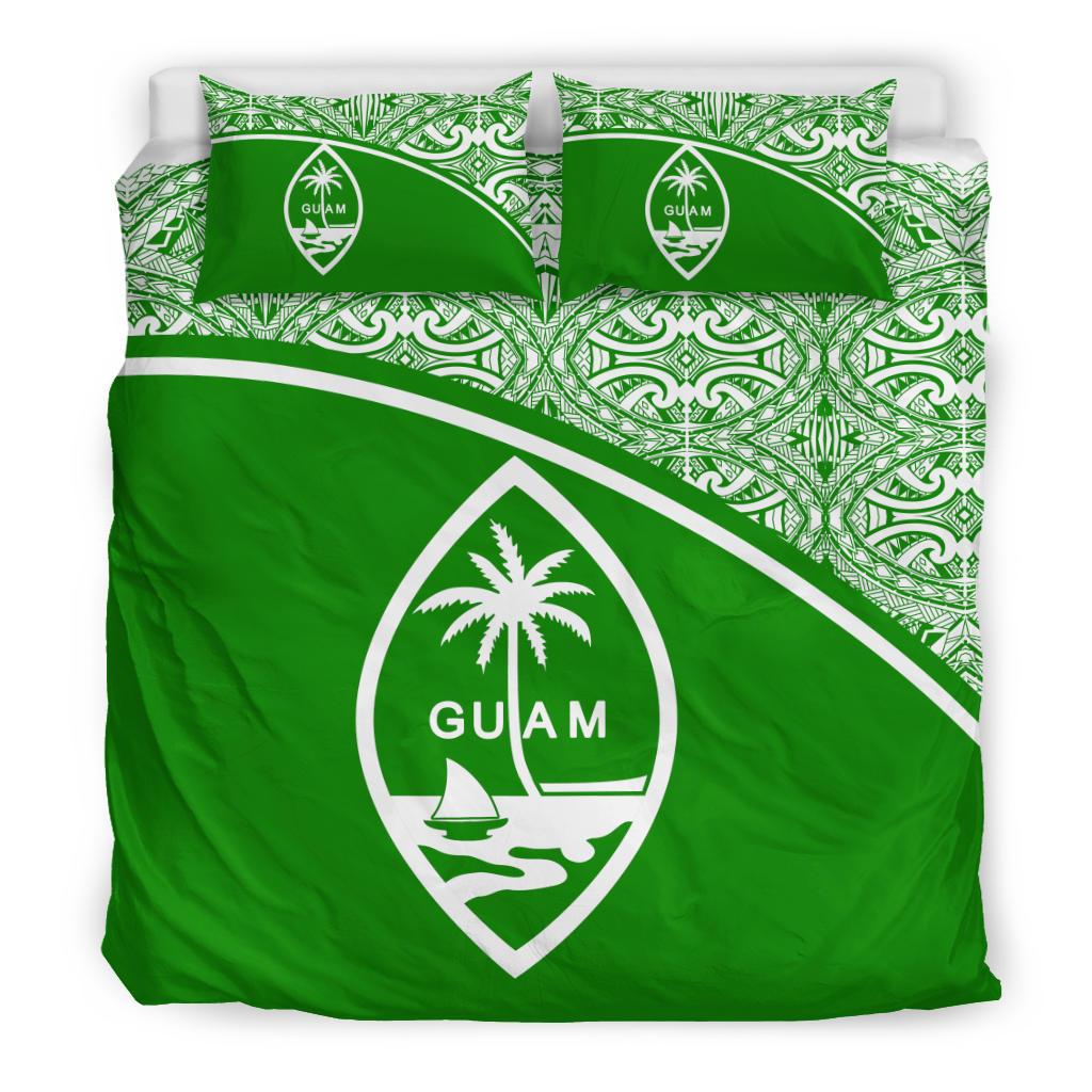 Guam Duvet Cover Set - Green Curve Style Green - Polynesian Pride