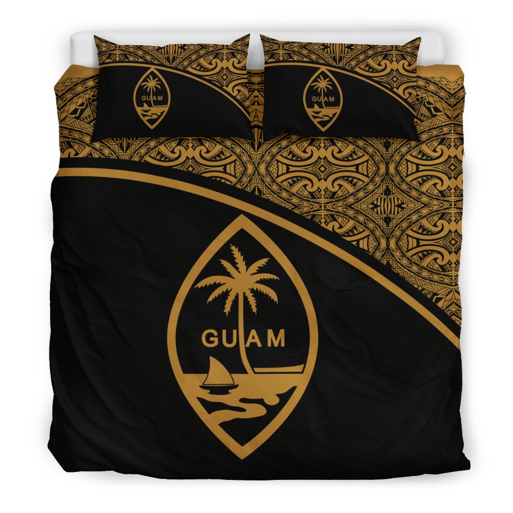 Guam Duvet Cover Set - Gold Curve Style Gold - Polynesian Pride