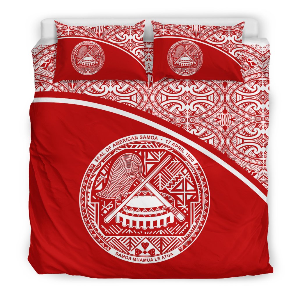 American Samoa Duvet Cover Set - Red Curve Style Red - Polynesian Pride