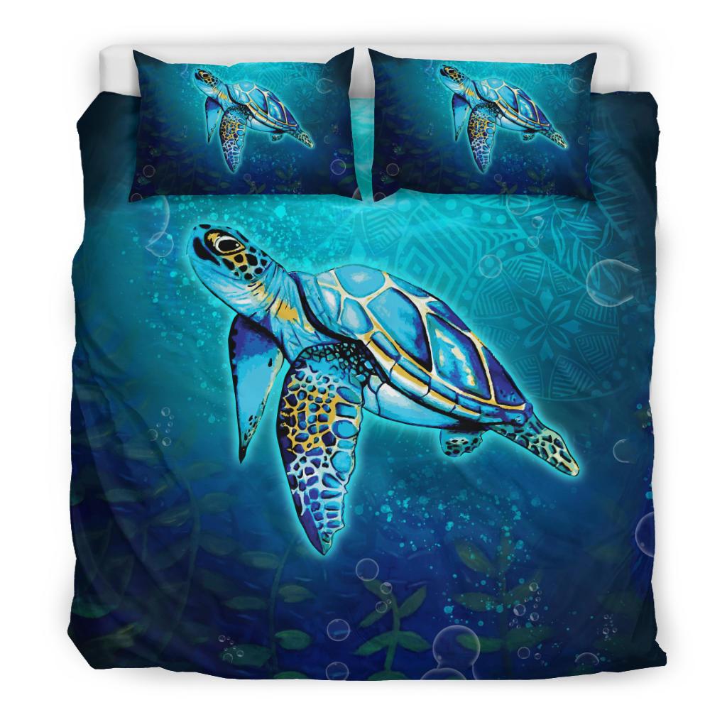 Hawaii Duvet Cover Set - Turtle Under Sea Black - Polynesian Pride