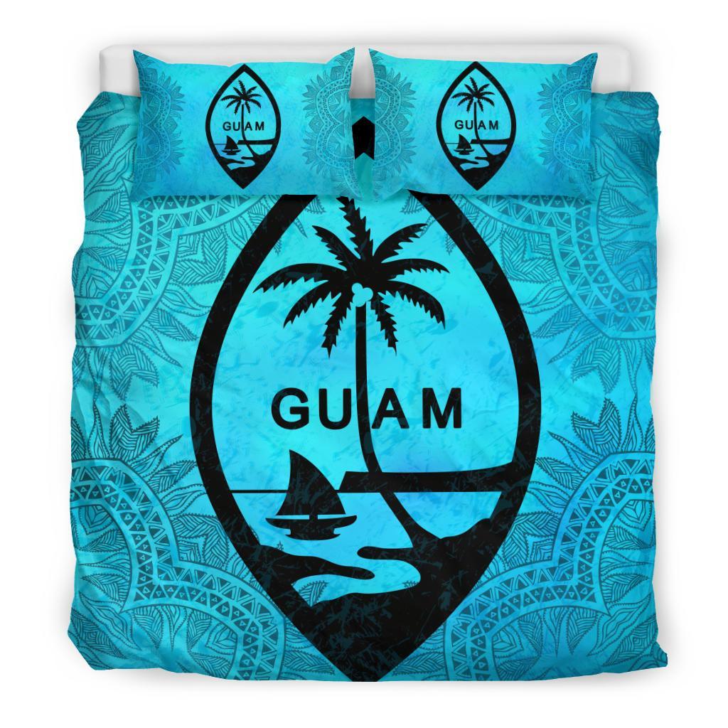 Guam Duvet Cover Set - Guam Coat Of Arms Turquoise A0 Art - Polynesian Pride