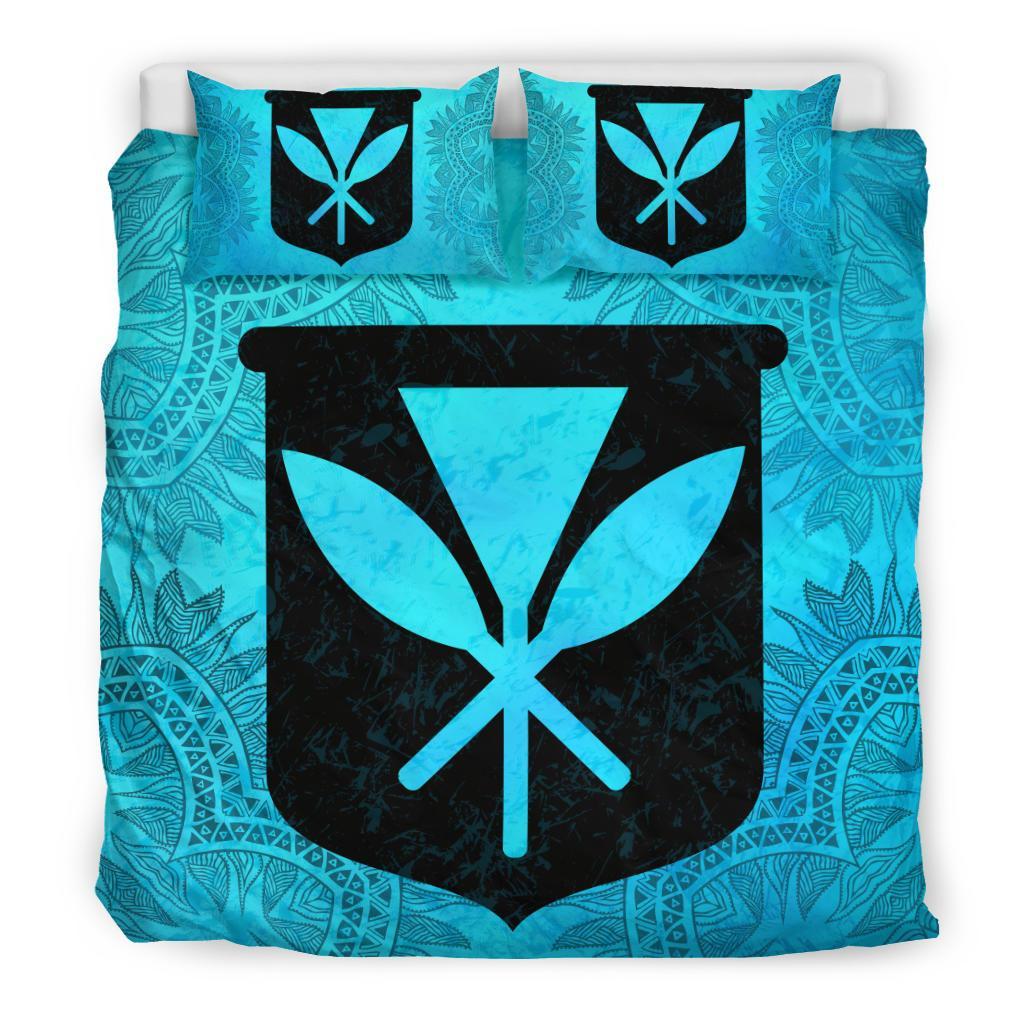 Hawaiian Duvet Cover Set - Turquoise Kanaka Maoli Blue - Polynesian Pride