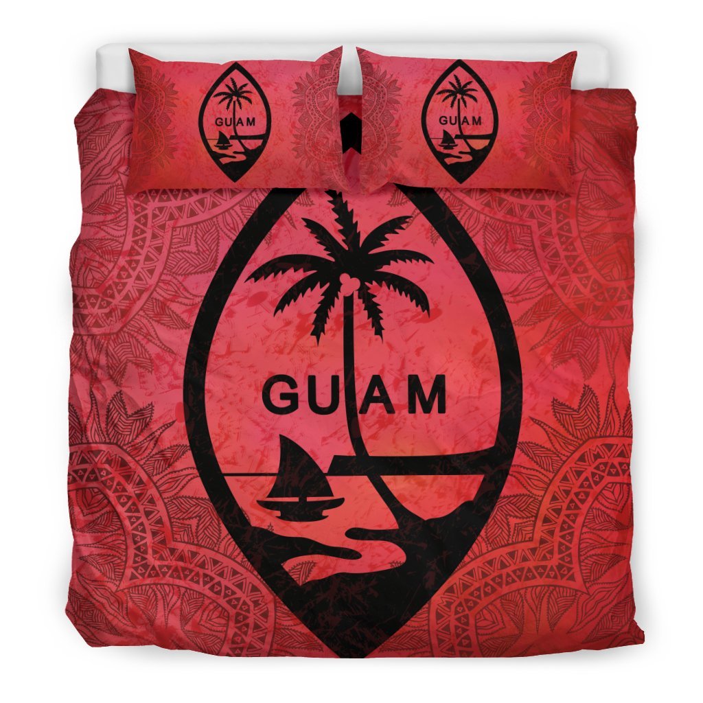 Guam Duvet Cover Set - Guam Flag Red Red - Polynesian Pride