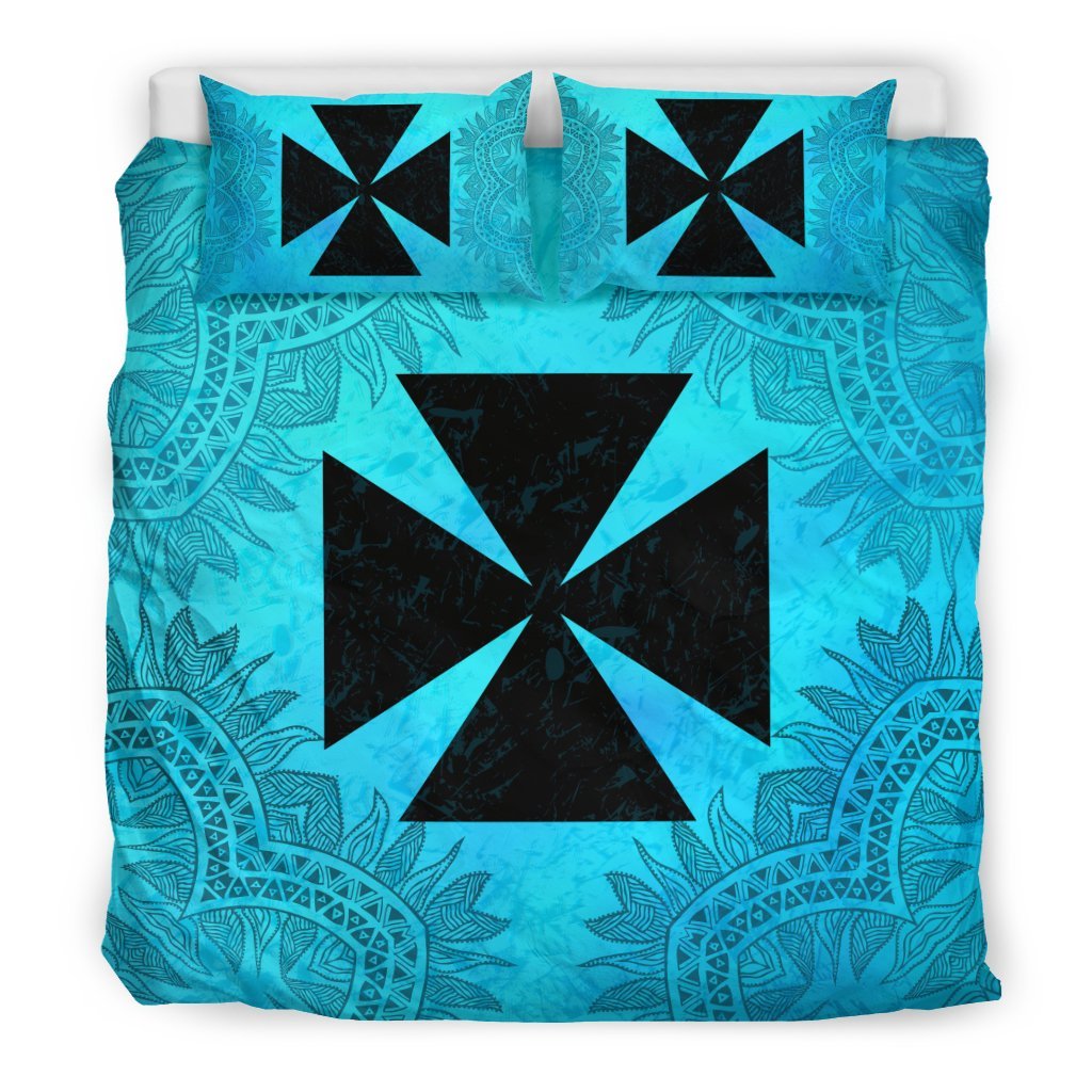 Wallis And Futuna Duvet Cover Set - Wallis And Futuna Coat Of Arms Turquoise A0 Art - Polynesian Pride