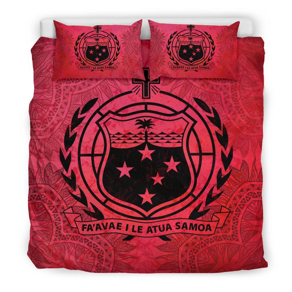 Samoa Duvet Cover Set - Samoa Coat Of Arms Red Red - Polynesian Pride