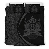 Hawaiian Tiki Polynesian Bedding Set Circle Style Grey - Polynesian Pride