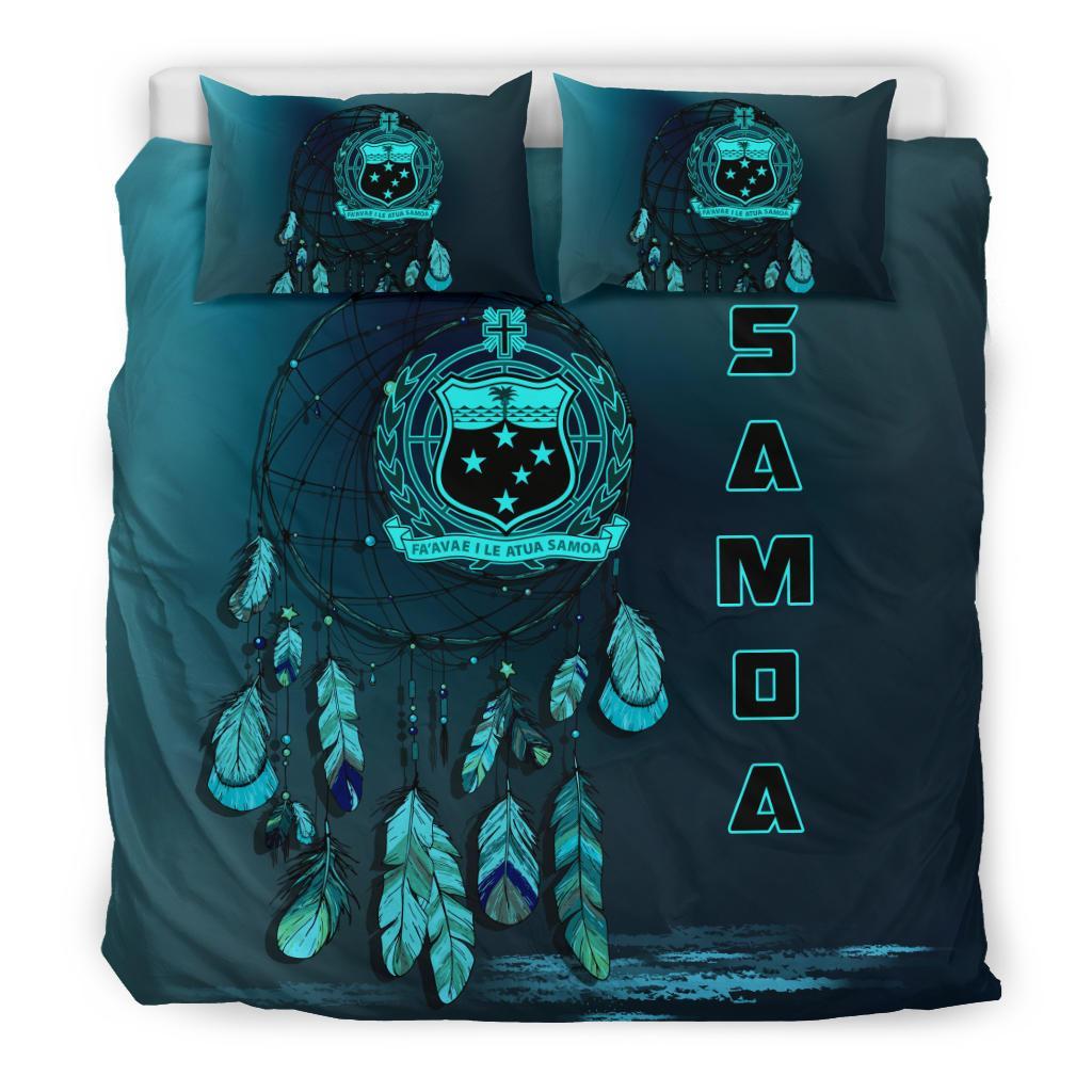 Samoa Duvet Cover Set - Samoa Flag Coat Of Arms Dreamcatcher Blue A02 Blue - Polynesian Pride