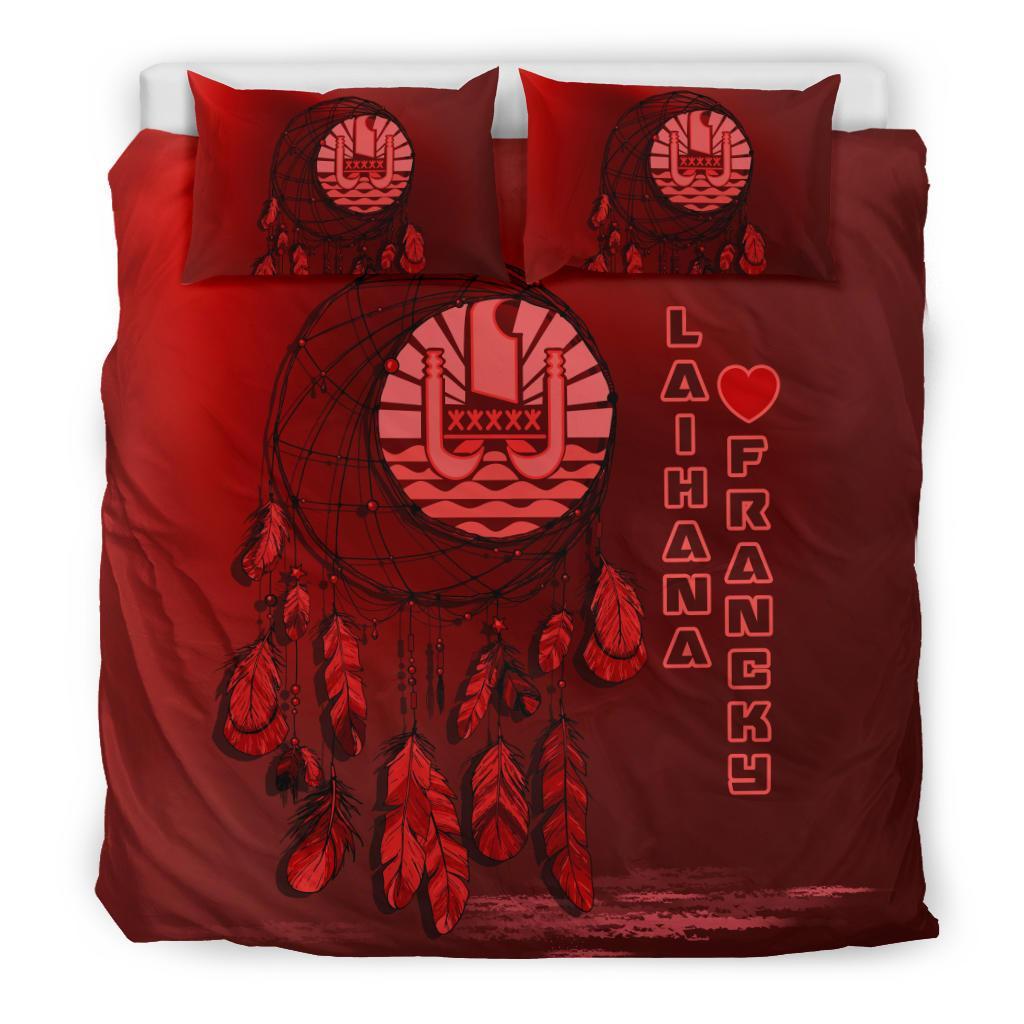 Tahiti Duvet Cover Set - Tahiti Coat Of Arms Dreamcatcher Custom Personalised Red Red - Polynesian Pride