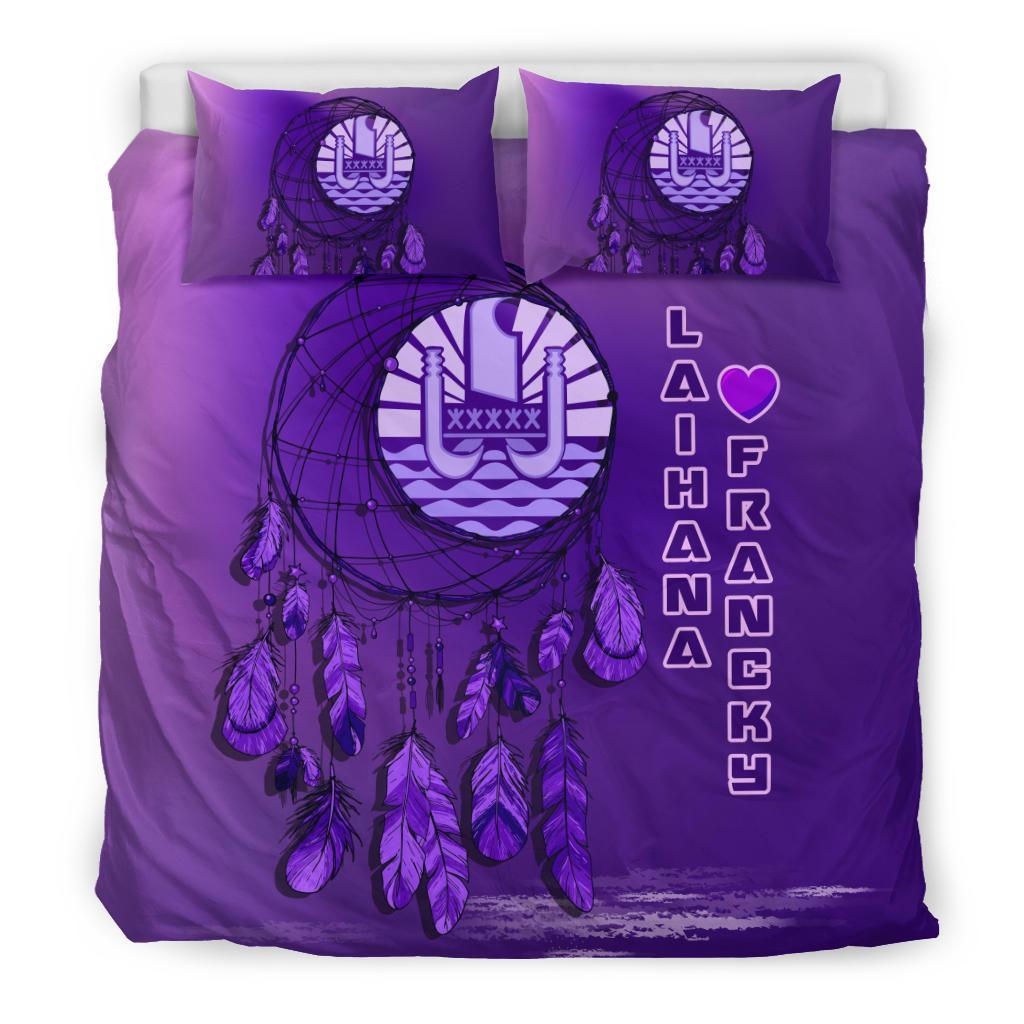 Tahiti Duvet Cover Set - Tahiti Coat Of Arms Dreamcatcher Custom Personalised Purple Purple - Polynesian Pride