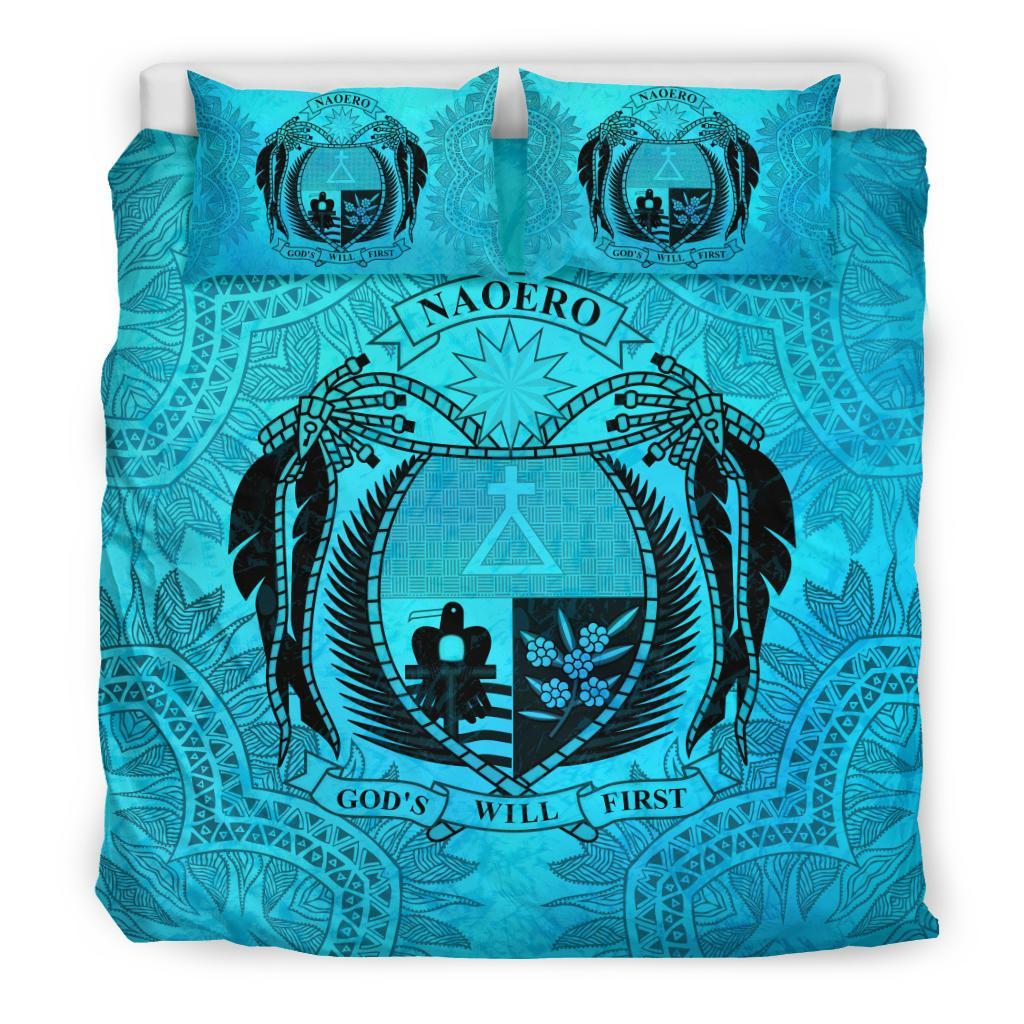 Nauru Duvet Cover Set - Nauru Coat Of Arms Turquoise Art - Polynesian Pride