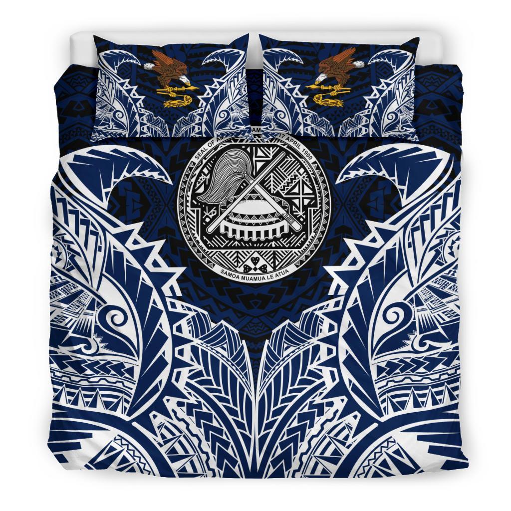 American Samoa Duvet Cover Set - American Samoa Coat Of Arms Premium Blue - Polynesian Pride