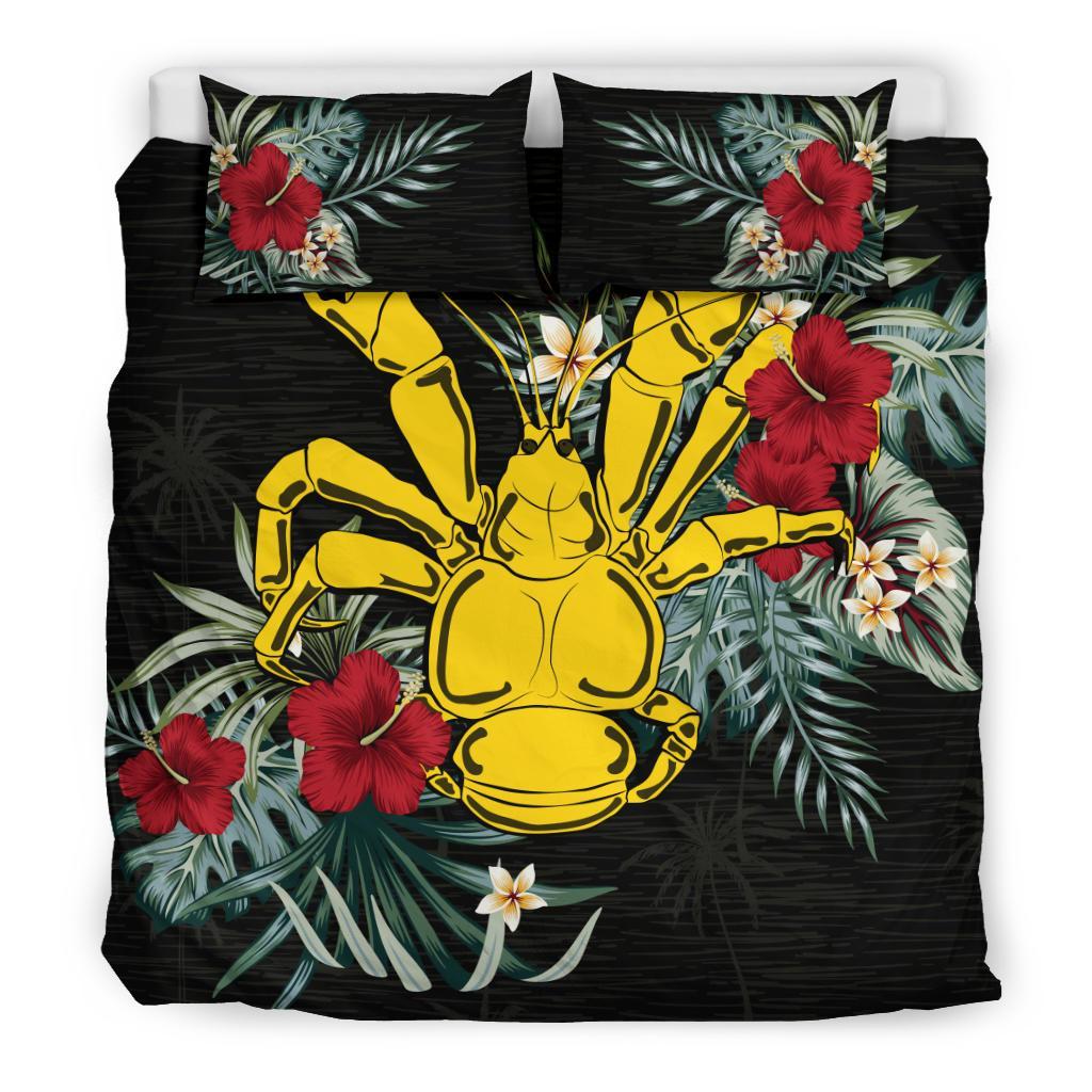 Niue Duvet Cover Set - Hibiscus Coconut Crab Black - Polynesian Pride