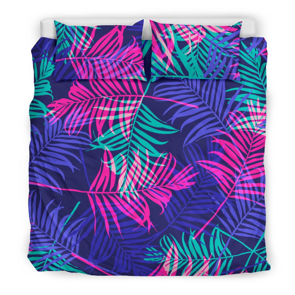 Hawaii Duvet Cover Set - Palm Leave Neon Color Neon - Polynesian Pride