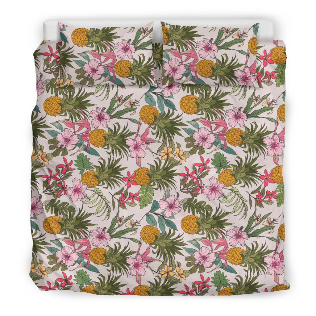 Hawaiian Tropical Hibiscus Plumeria Pineapple Polynesian Bedding Set - Polynesian Pride