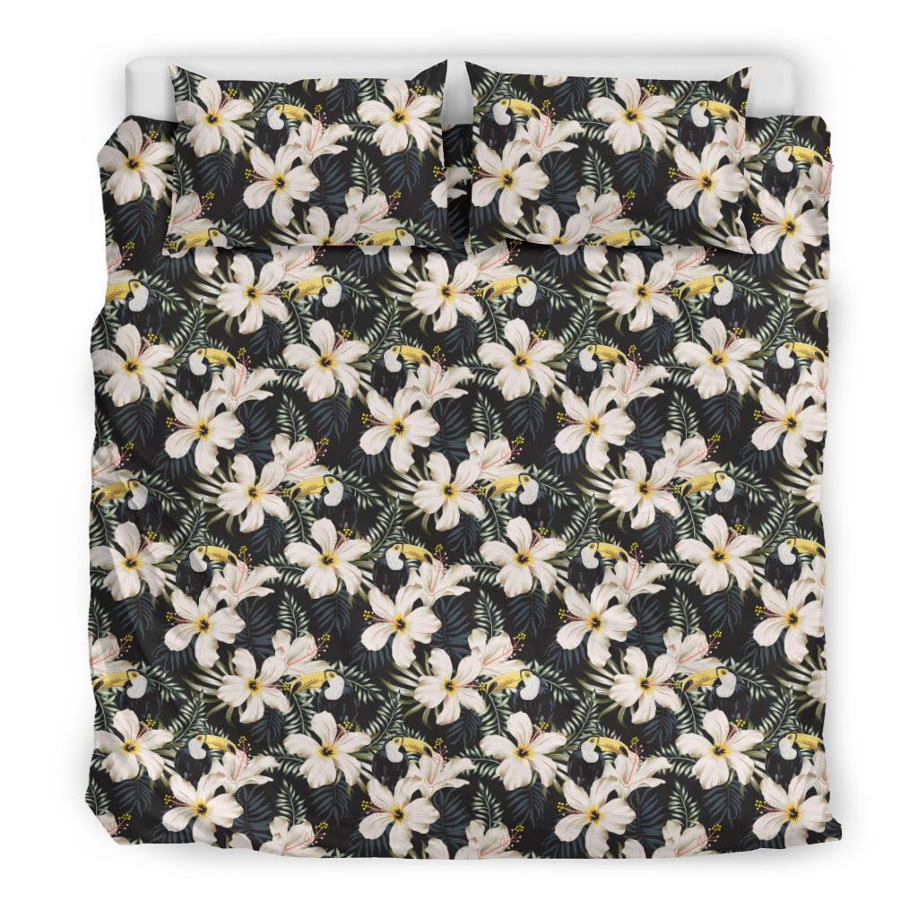 Hawaiian Tropical Toucans Hibiscus Palm Leaves Polynesian Bedding Set - Polynesian Pride