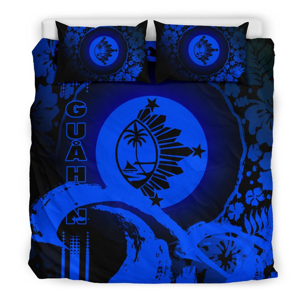 Guam Duvet Cover Set - Hibiscus And Wave Blue Blue - Polynesian Pride