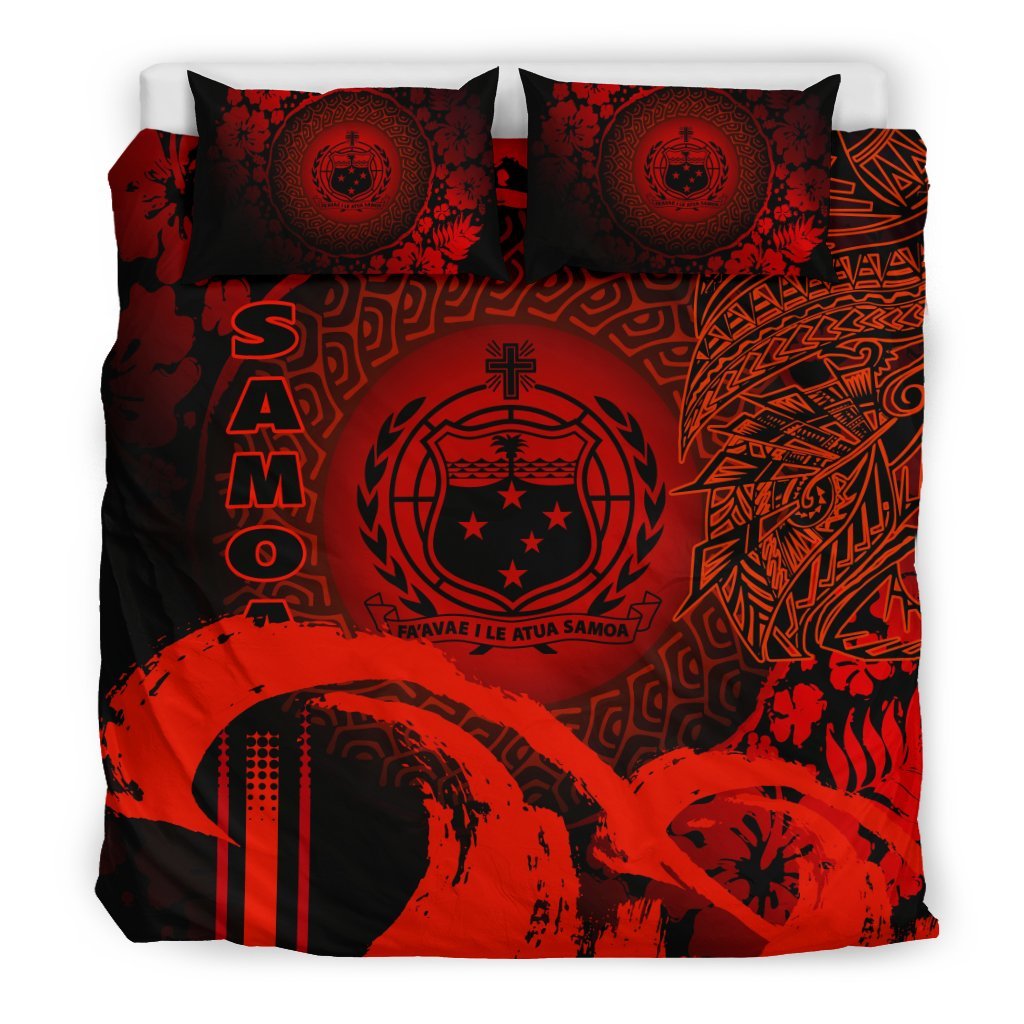 Samoa Duvet Cover Set - Hibiscus And Wave Red Red - Polynesian Pride