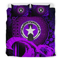 Northern Mariana Islands Duvet Cover Set - Hibiscus And Wave Purple Purple - Polynesian Pride