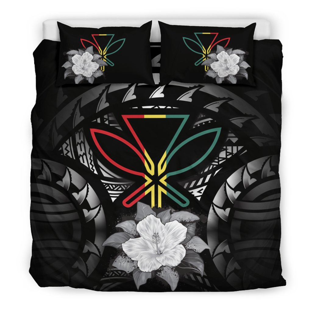 Kanaka Maoli Gray Hibiscus Rising Bedding Set Gray - Polynesian Pride