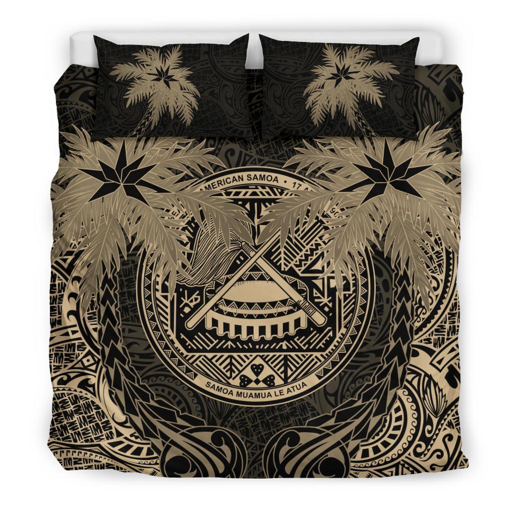 American Samoa Duvet Cover Set - American Samoa Seal Coconut (Duvet Cover) Black - Polynesian Pride