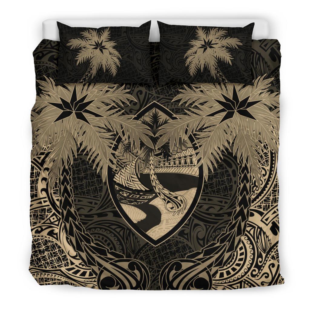 Guam Duvet Cover Set - Guam Coat Of Arms Coconut (Duvet Cover) Black - Polynesian Pride