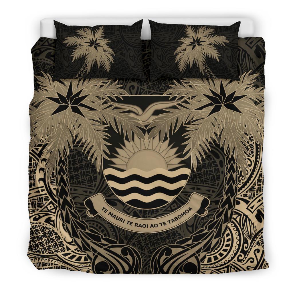 Kiribati Duvet Cover Set - Kiribati Coat Of Arms Coconut (Duvet Cover) Black - Polynesian Pride