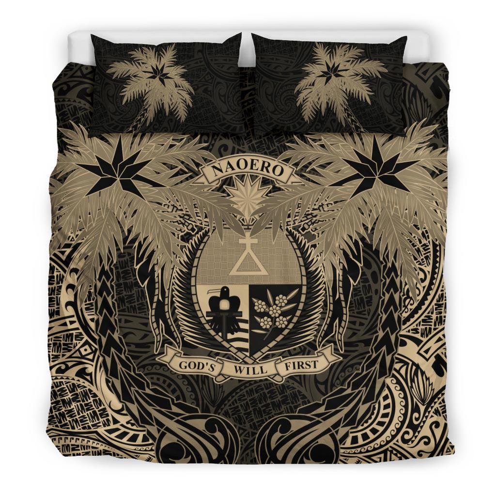 Nauru Duvet Cover Set - Nauru Coat Of Arms Coconut (Duvet Cover) Black - Polynesian Pride