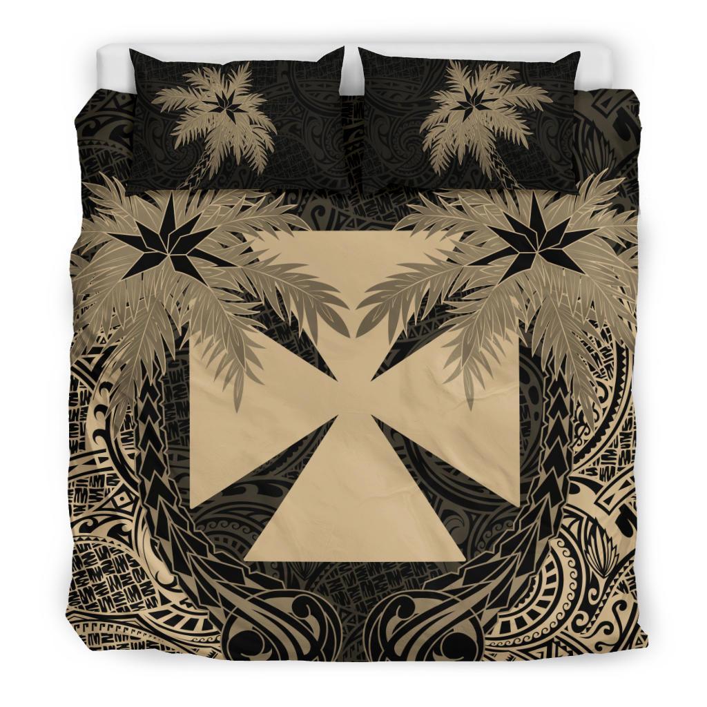 Wallis And Futuna Duvet Cover Set - Wallis And Futuna Coat Of Arms Coconut (Duvet Cover) Black - Polynesian Pride