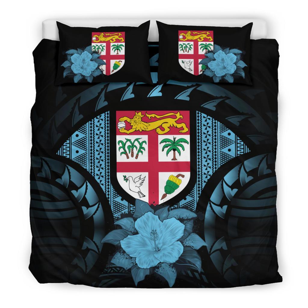 Fiji Duvet Cover Set - Fiji Flag & Blue Hibiscus Blue - Polynesian Pride