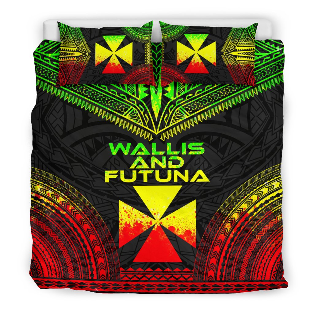 Wallis And Futuna Polynesian Chief Duvet Cover Set - Reggae Version - Polynesian Pride