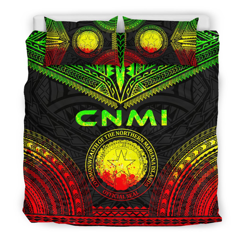 Northern Mariana Islands Polynesian Chief Duvet Cover Set - Reggae Version - Polynesian Pride