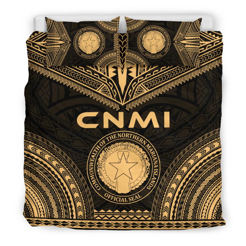 Northern Mariana Islands Polynesian Chief Duvet Cover Set - Gold Version - Polynesian Pride