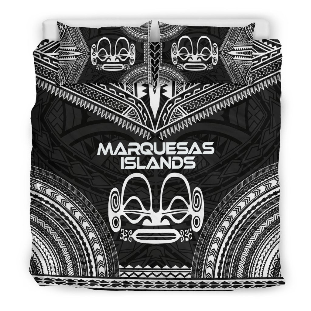 Marquesas Islands Polynesian Chief Duvet Cover Set - Black Version - Polynesian Pride
