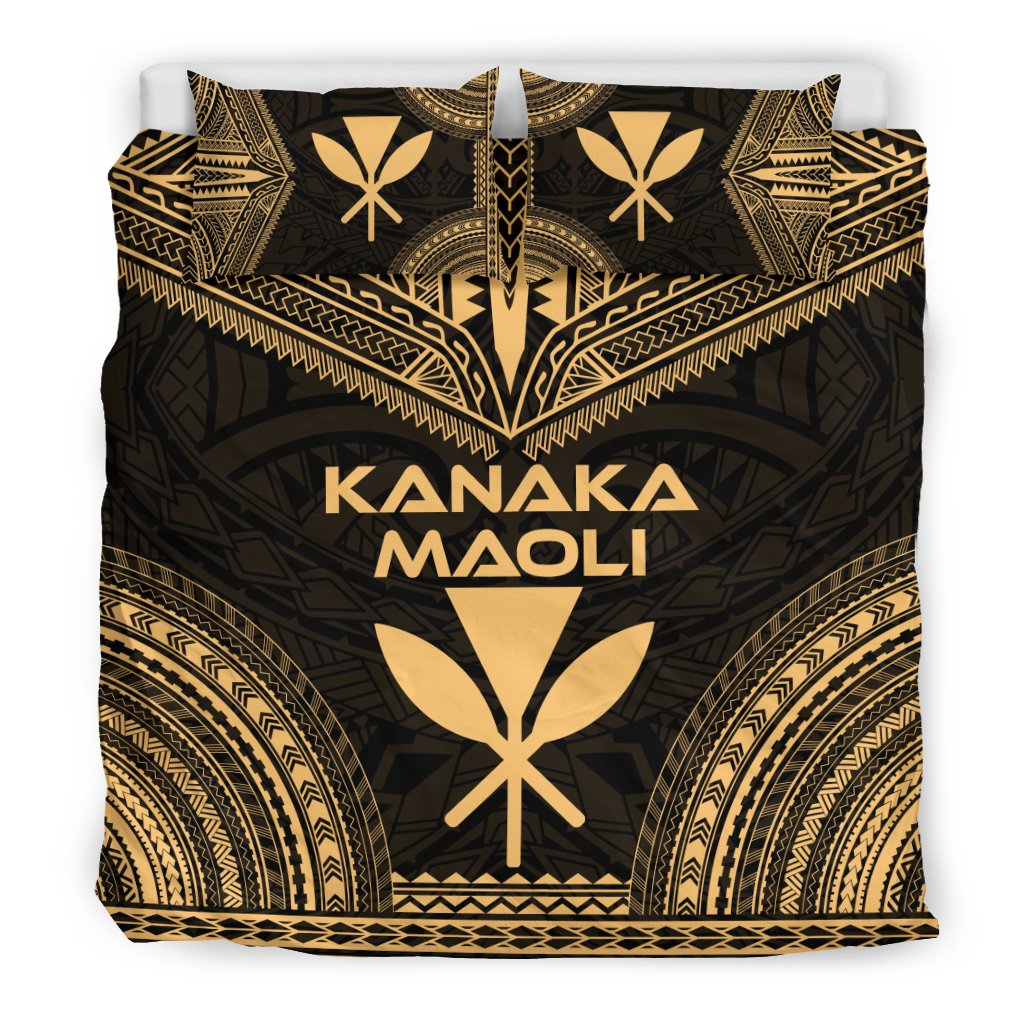 Kanaka Maoli Polynesian Chief Duvet Cover Set - Gold Version - Polynesian Pride