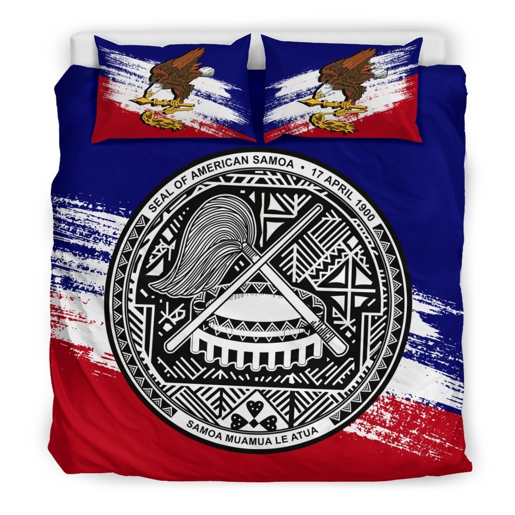 American Samoa Duvet Cover Set - American Samoa Seal Premium (Duvet Covers) Black - Polynesian Pride