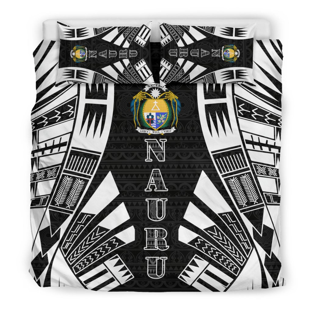 Nauru Duvet Cover Set - Polynesian Tattoo Black - Polynesian Pride