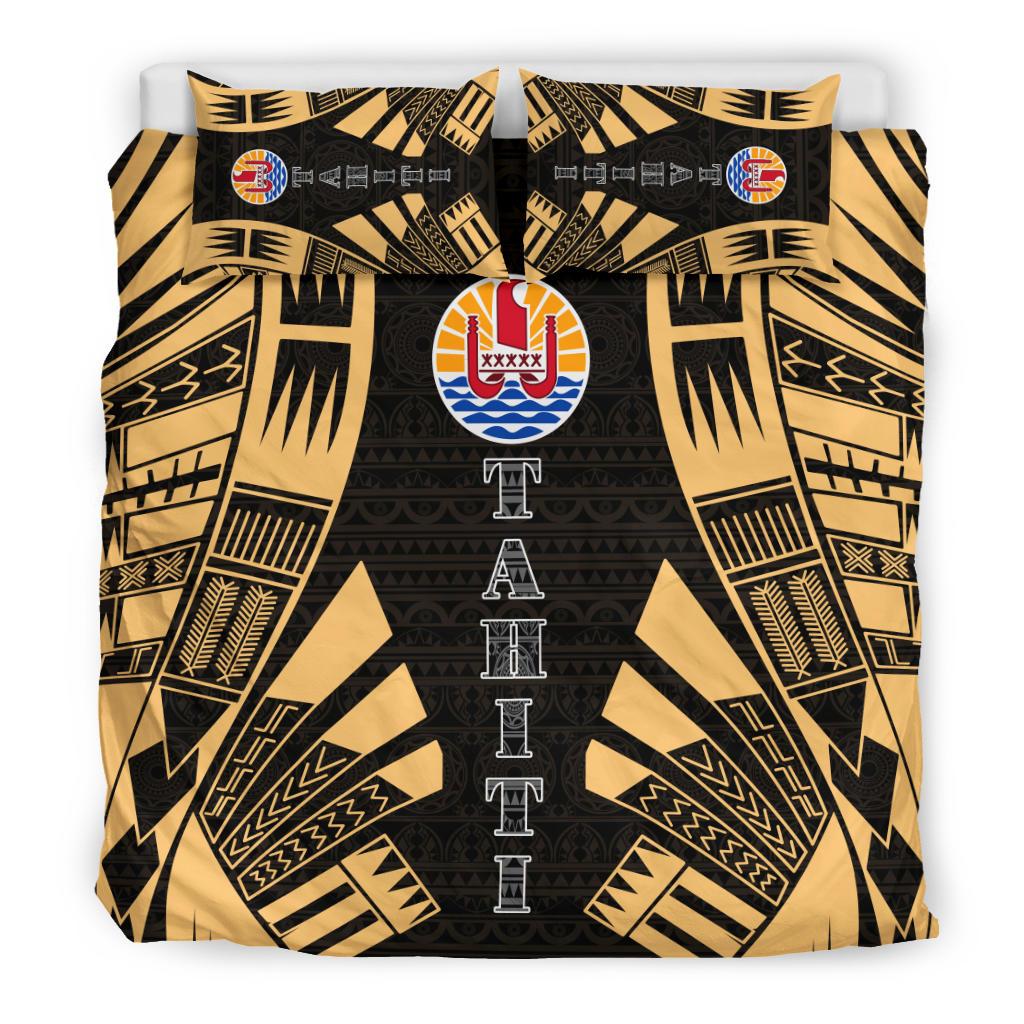 Tahiti Duvet Cover Set - Polynesian Tattoo Gold - Polynesian Pride