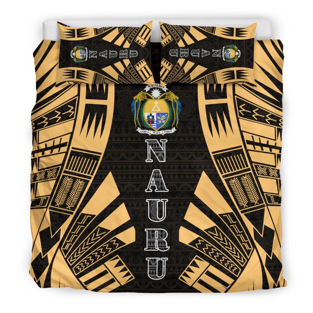 Nauru Duvet Cover Set - Polynesian Tattoo Gold - Polynesian Pride