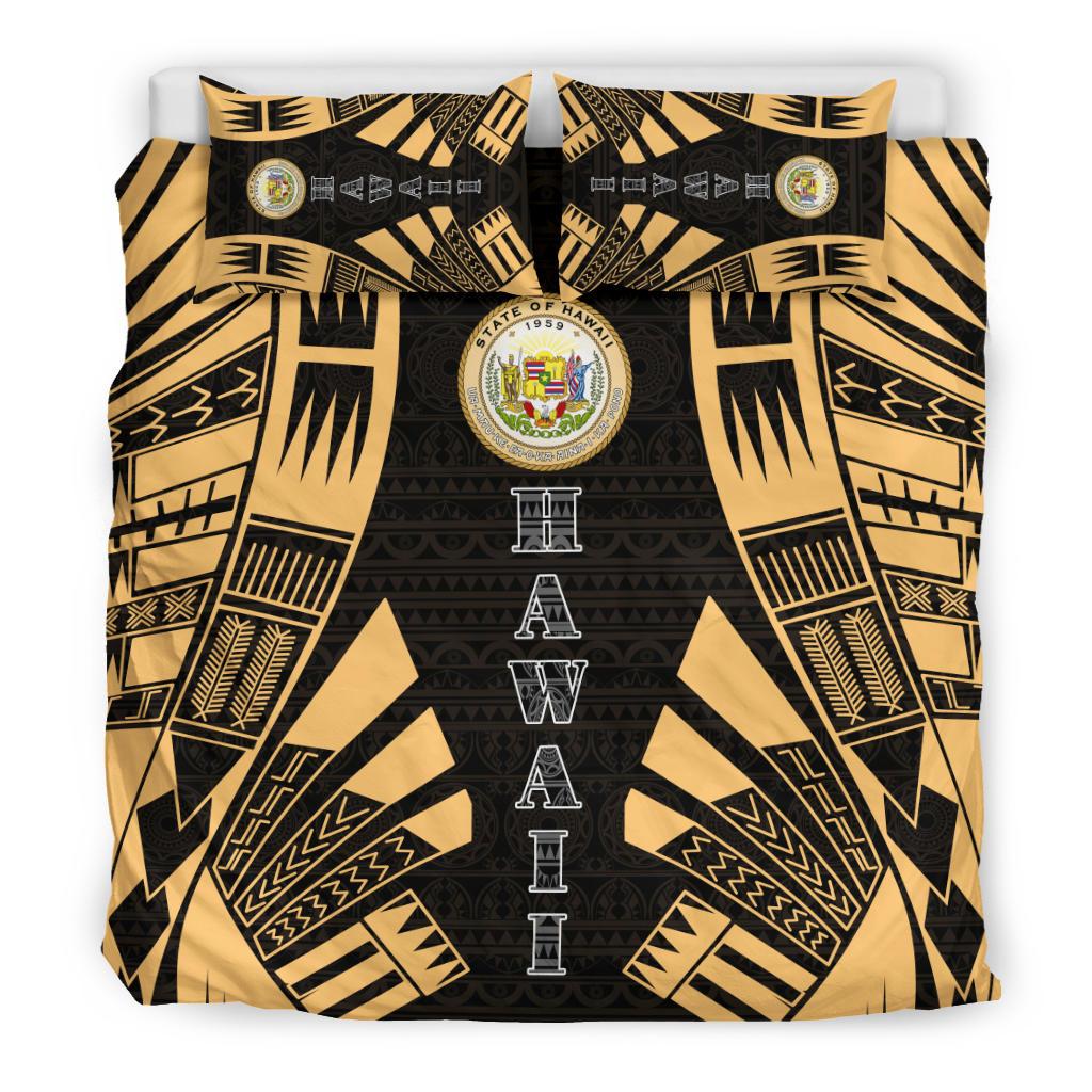 Hawaii Duvet Cover Set - Polynesian Tattoo Gold - Polynesian Pride