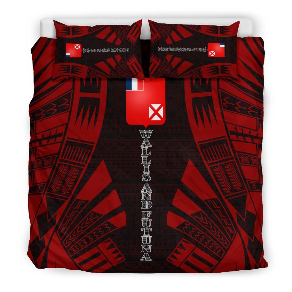 Wallis And Futuna Duvet Cover Set - Polynesian Tattoo Red - Polynesian Pride