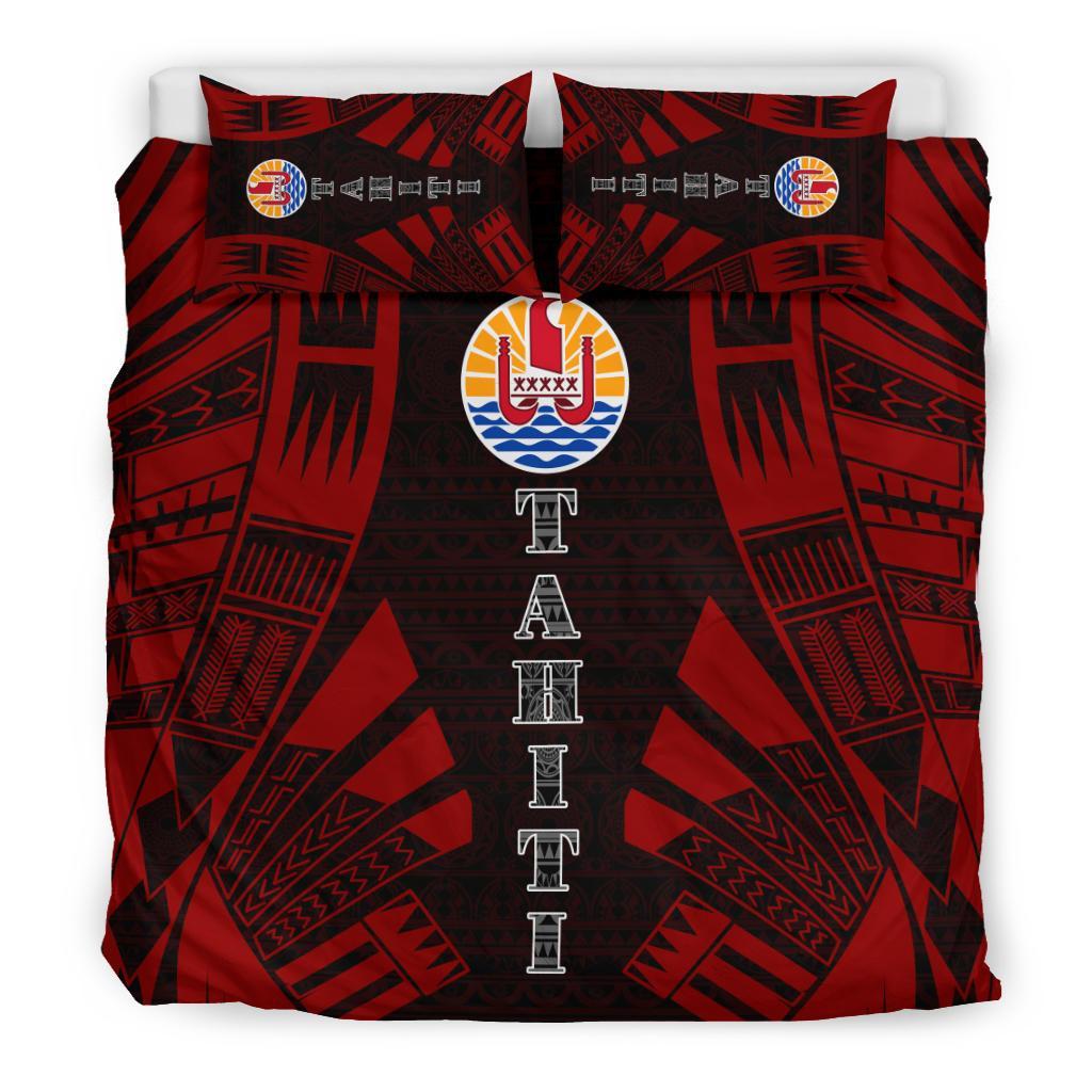 Tahiti Duvet Cover Set - Polynesian Tattoo Red - Polynesian Pride