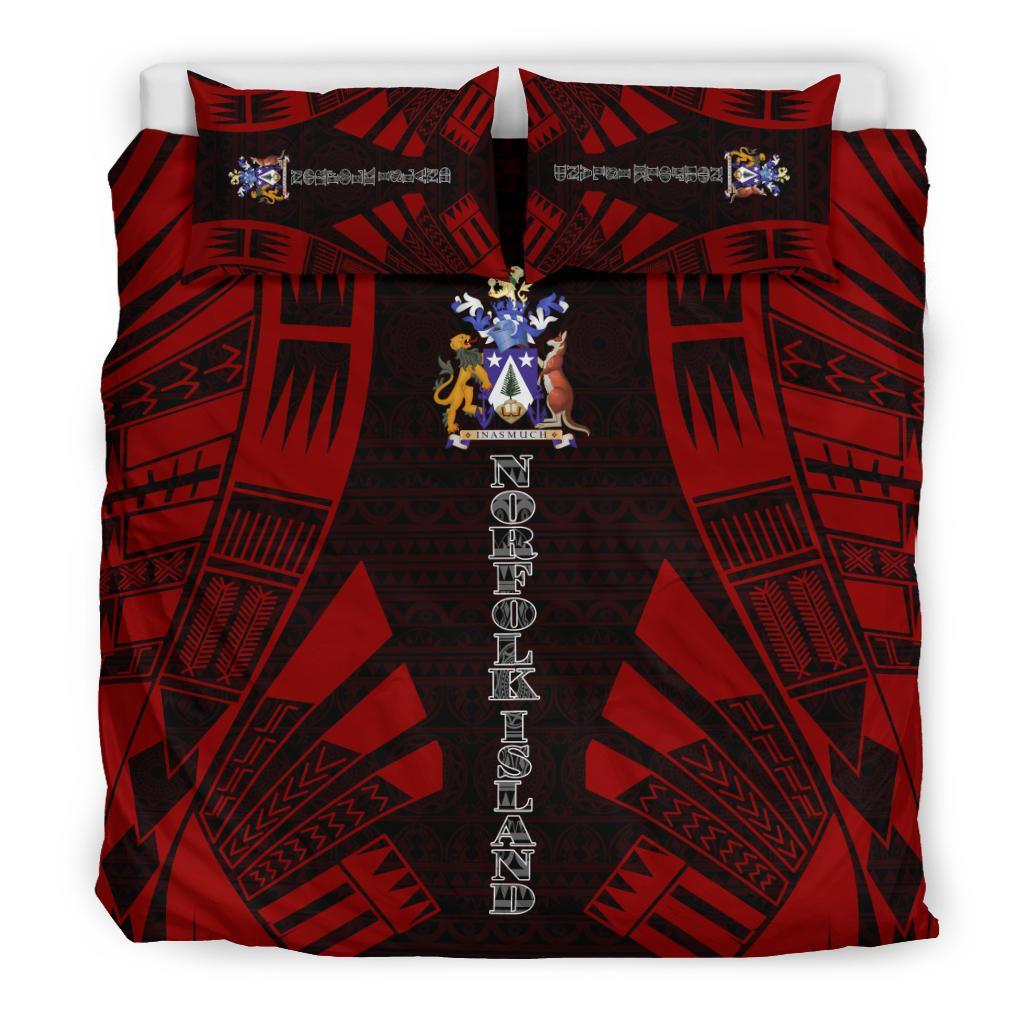 Norfolk Island Duvet Cover Set - Polynesian Tattoo Red - Polynesian Pride